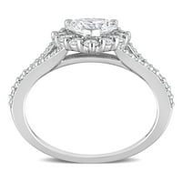 1- Carat T.G.W. Srčani izrez stvoren bijeli moissanit sterling srebrni vintage zaručnički prsten