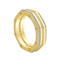 Muški zaručnički prsten od bijelog prirodnog dijamanta okruglog oblika 0K (MND) od 14k punog žutog zlata