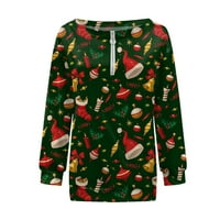 & ženska ležerna majica s kapuljačom s božićnim printom pulover s patentnim zatvaračem dugih rukava vanjska majica s jaknom