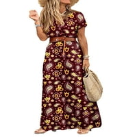 Ženske maksi haljine u donjem rublju, ljetna duga boho haljina s cvjetnim printom kratkih rukava, Vintage sarafan za plažu, boemska