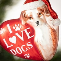 Dekoracija srca volim pse višebojno staklo od 4 inča
