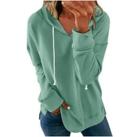 Casual dukserica dugih rukava jednobojna bluza s gornjim dijelom za žene široka majica s džepom u zelenoj boji, Veličina $ $