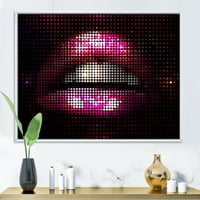 Pojedinosti pikseliranih ružičastih žena usne uokvirene fotografije platno umjetnički tisak