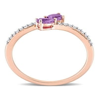 Ametist prsten od 10 karatnog dijamanta od 10 karatnog ružičastog zlata