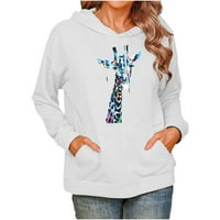 Ženske casual majice s kapuljačom s žirafom, majice, puloveri s dugim rukavima, majice s džepom