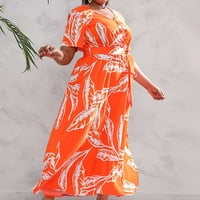 Midi haljine za žene, haljina za plažu s izrezom u obliku slova B, haljina Plus veličine, narančaste haljine, Ženska ljetna haljina