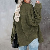 Zimski kaput za žene-džepovi na kopčanje vrhovi dugih rukava gornja odjeća jednobojna jakna s odbijenim ovratnikom vojnički zeleni