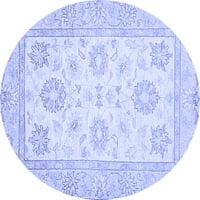 Tradicionalni tepisi tvrtke Bucket, perivi u perilici rublja, Okrugli, orijentalni stil, plavi, promjera 8 inča