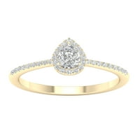Imperial ct tdw kruška dijamant halo zaručnički prsten u 10k žutom zlatu