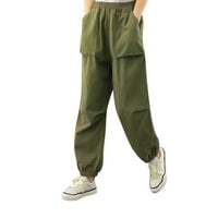 Vintage ženske hlače, Ženske jednobojne hlače, džep na nogavicama, elastični pojas, široka majica, Ležerne široke hlače, kombinezoni