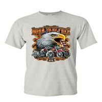 T-shirt Hunt Born to be Free t-Shirt Historic Route Bald Eagle Biker Gang Muška košulja, siv-siva, XX-Large