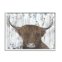 Studell Country Rustikalni goveđi portret goveda Životinje i insekti slikaju bijeli uokvireni umjetnički print zid umjetnosti