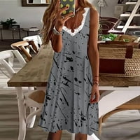 Ženska haljina Plus size modna ležerna ljetna Čipkasta Mini Haljina Bez rukava s izrezom u obliku slova H, siva 8