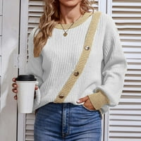 Puloveri za žene Plus size, modni prošiveni puloveri s okruglim vratom, vrhovi, pulover širokog kroja dugih rukava, dukserica