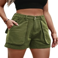 Ženske traper kratke hlače s elastičnim strukom, Mini hlače, bermudske traperice, široke hlače za plažu s teretnim džepom, 2-inčne