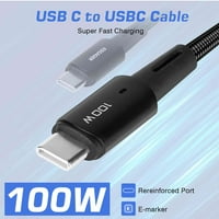 Gradski kabel od 3,3 ft do 100 vata, od 2. Kabel za brzo punjenje Type C za vivo Y33s, iPad Pro, iPad Air 4, Samsung Galaxy S21,