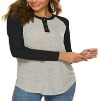 Ženska jesenska bluza od raglana u donjem dijelu tunike s izrezom u obliku slova u, henlee tunika gornji dio majice dugih rukava