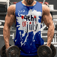 Muška majica bez rukava 4. srpnja, američka zastava, Američka zastava 4. srpnja, majica s orlom bez rukava, majica s mišićima