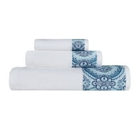 3-dijelni set ručnika za kupaonicu od turskog pamuka i žakarda, bijeli