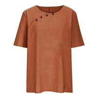 pidžama Ženske bluze sa zasukanim rukavima pamučna lanena košulja na kopčanje Vintage jednobojna duga košulja drapirana ležerna tunika