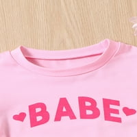 Dječja majica za djevojčice s okruglim vratom s kratkim rukavima, pleteni ljetni vrhovi s printom slova za svakodnevno nošenje