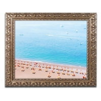 Zaštitni znak likovna umjetnost 'Positano Beach' platno umjetnost Ariane Moshayedi, zlatni ukrašeni okvir
