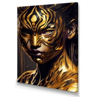 DesignArt crni i zlatni tigar žena I platna zidna umjetnost