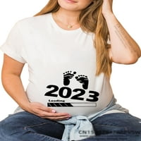 Ženska majica za trudnice s tiskanim slovima, ljetni vrhovi, majica s okruglim vratom, ležerna tunika, bluza, majica za plažu kratkih