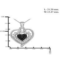 Jewelersclub Sterling Silver Heart ogrlica s 0. karata crno -bijeli dijamanti