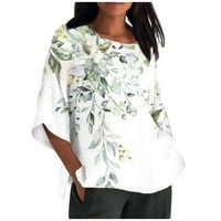 Modne ljetne košulje za žene, vrhovi s izrezom u obliku slova U i kratkim rukavima s printom, bluza na kopčanje s cvjetnim printom,