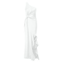 Ženske maksi haljine bez rukava ležerna ljetna Maksi haljina s printom na jedno rame bijela 2 inča