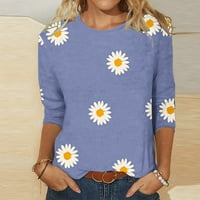 Ženske majice kratkih rukava, modne majice s grafičkim printom tratinčice, ljetni pulover s okruglim vratom, tunika bluza, majica