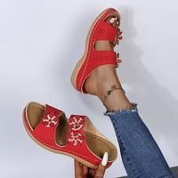 Ženske sandale na klinove u mumbo-u / ljetne cipele od prave kože
