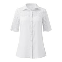 topovi Plus Size za žene nova ženska modna košulja kratkih rukava čipkasta košulja s resicama ženski topovi Ženske košulje bijele