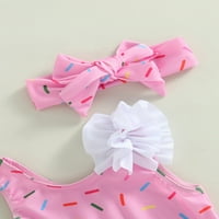 Kupaći kostim za djevojčice Bez rukava s točkicama s printom torte, vrhovima i kratkim hlačama