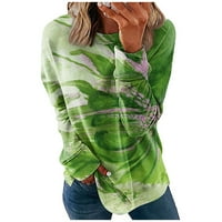 Jesenska majica s dugim rukavima za žene s grafičkim printom casual osnovni topovi Plus size pulover