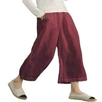 Ženske hlače za plažu, Ležerne hlače širokih nogavica, široke jednobojne skraćene hlače s džepovima
