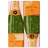Wynwood Studio Pijeva i alkoholna pića zidna umjetnost platna otisci šampanjca 'Shiny Champagne' - zelena, narančasta