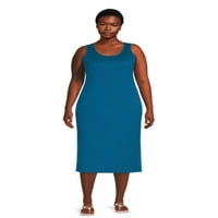 Rebrasta ženska pletena haljina od tenka & Plus veličina