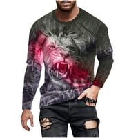 grafičke majice za muškarce Ležerne majice s printom lava s dugim rukavima od 3 inča Fitness pulover zabavne majice za teretanu s