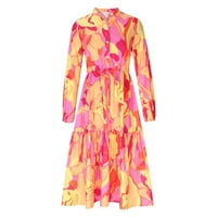 ženska Maksi haljina u donjem rublju-modna haljina s dugim rukavima, ležerna duga haljina s cvjetnim printom, narančasta U donjem