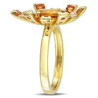 Donje prsten Miabella s цитрином T. G. W. Madeira i bijelim topaz od 18-karatnog žutog zlata s premazom od srebra Starburst težine