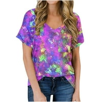 Rasprodaja majica za žene Ženska bluza s kratkim rukavima Ležerne modne bluze s cvjetnim printom u obliku slova H. ljubičasta