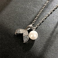 Fishtail biserna dijamantna ogrlica za žene, prigodni privjesak, poklon za nakit