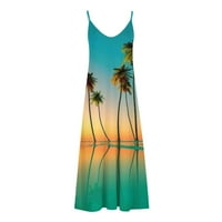 Ljetne haljine za žene s izrezom u obliku slova B, Maksi bez rukava, ljetne haljine s cvjetnim printom, havajska ležerna široka haljina