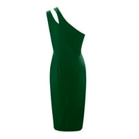 Ljetne haljine A-liste, modne ženske pikantne obične ljetne haljine na jedno rame bez rukava, opremljena večernja haljina u zelenoj