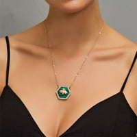Dijamantni nakit za tijelo od legure mala ogrlica šesterokutna geometrijska Ogrlica lanac ogrlice od zelenog kamena