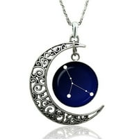 Astrologija astrološki znakovi šuplji mjesec stakleni kabochon Privjesak ženska ogrlica