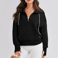 Majica s kapuljačom za žene, ležerni pulover dugih rukava s prorezom, majice s kapuljačom, džemper s patentnim zatvaračem, jesenska