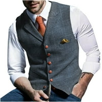 Muški kaput, prsluk s jednim prslukom s rešetkastim ovratnikom, poslovno odijelo, sivo,odijelo, odijelo, odijelo, odijelo, odijelo,